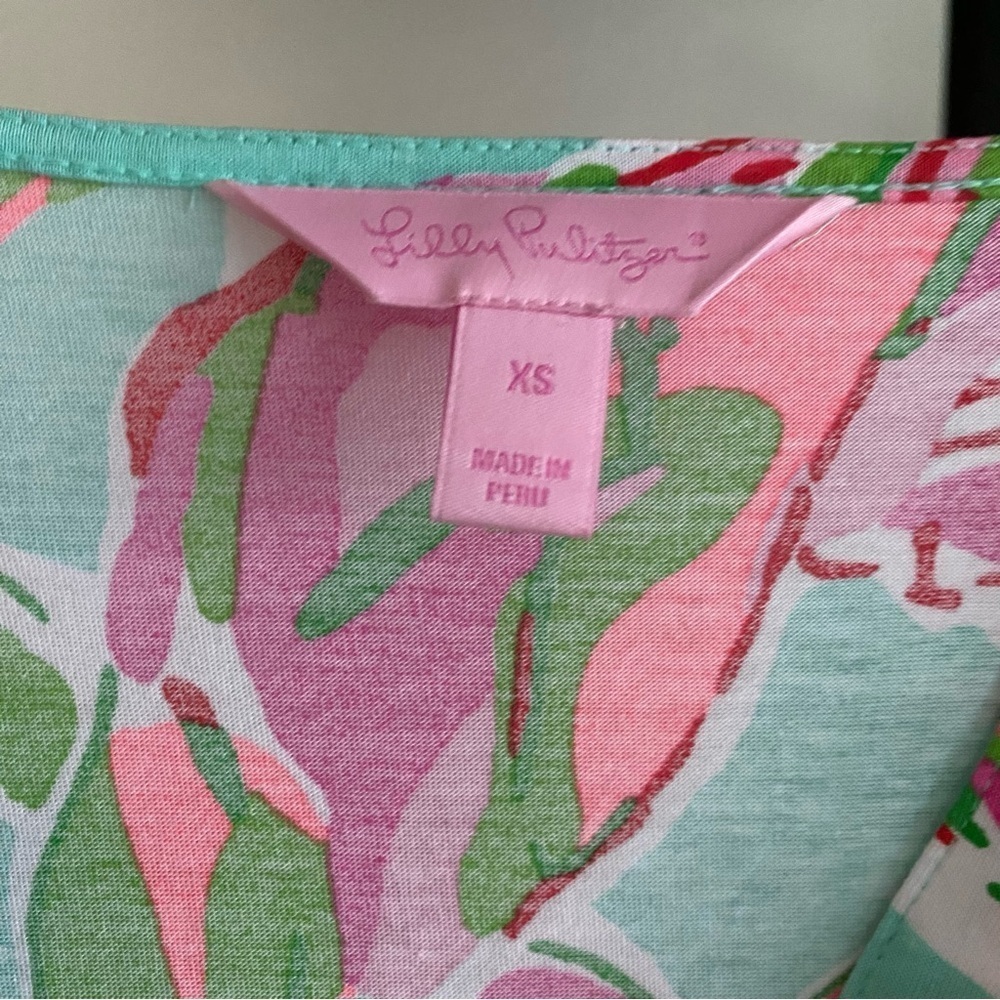 Lilly Pulitzer Colorful Dorthy Pintuck Blouse Top Multi in the Vias Print XS - Picture 12 of 16